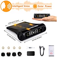 Rocboc 【Versión de actualización】 Sistema de Control de Presión de Neumáticos Coche- de Voz Inteligente TPMS Sistema de…